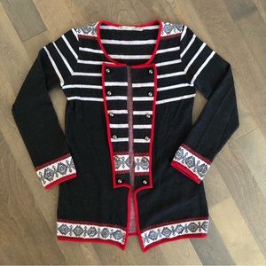 Long Festive Nutcracker Charcoal Winter Cardigan